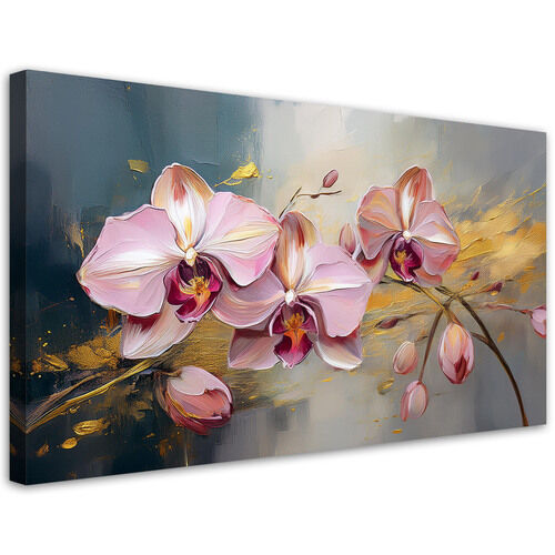Lærred print, Pink Orkideer Blomster Glamour - (80x40)