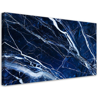 Lærred print, Blå hvid marmor tekstur - (120x60)