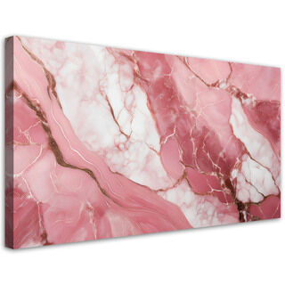 Lærred print, Pink marmorsten guldelementer - (100x50)