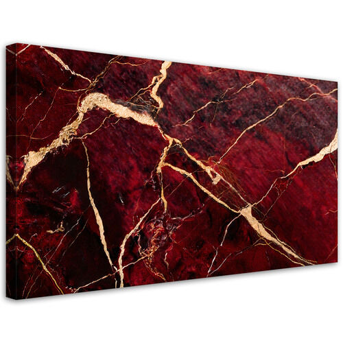 Lærred print, Rød marmor med guld loft-stil - (120x60)