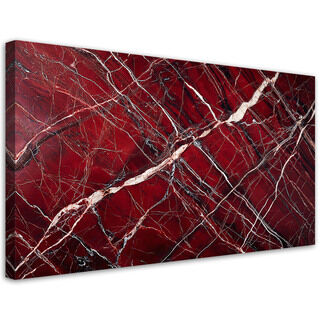 Lærred print, Rød marmor med guldglamourstil - (120x60)