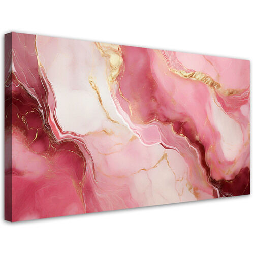Lærred print, Pink marmorsten guldelementer - (80x40)