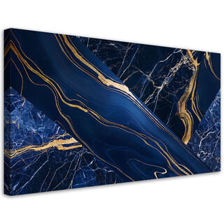 Lærred print, Blå guld marmor abstraktion - (80x40)