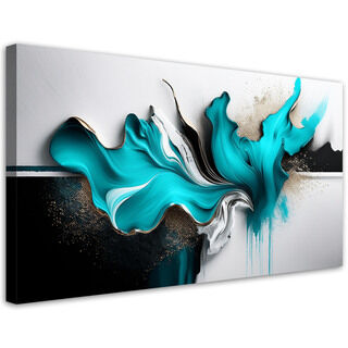 Lærred print, Turkis abstraktion 3D-effekt - (100x50)