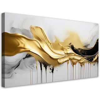 Lærred print, Gylden 3D abstraktion - (120x60)