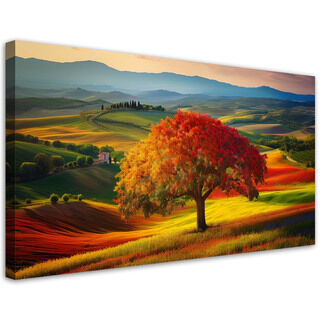 Lærred print, Toscana Landskab Træ Natur - (80x40)