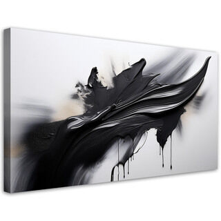 Lærred print, Sort og hvid abstraktion 3D-effekt - (120x60)