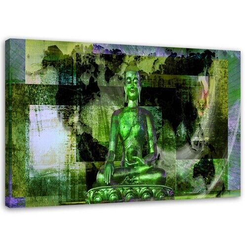 Lærred print, Buddha og abstrakt grøn baggrund