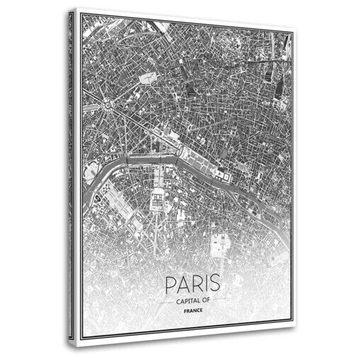 Lærred print, Paris - byplan