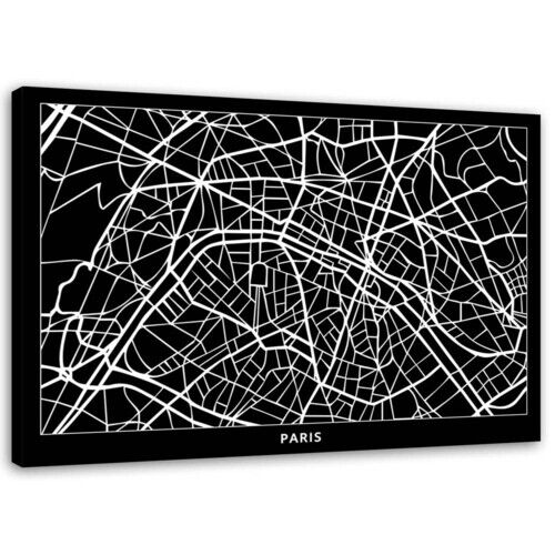 Lærred print, Plan over Paris\' gader