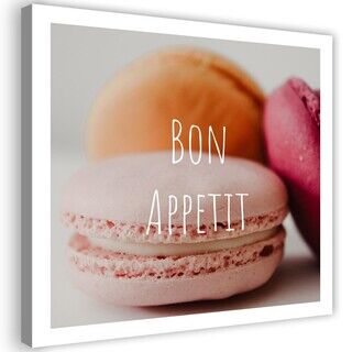 Lærred print, Macarons - Bon Apetit