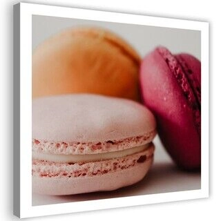 Lærred print, Tre farverige macarons