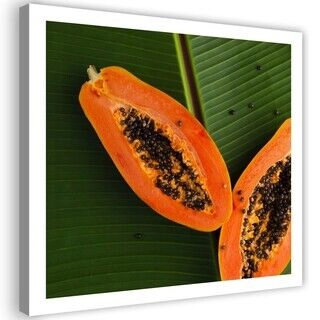 Lærred print, Papaya på et blad