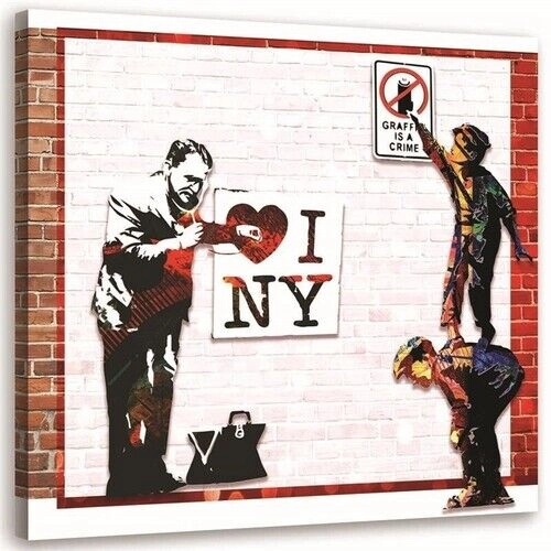 Lærred print, Banksy - Jeg elsker New York