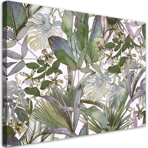 Lærred print, Tropiske monstera-blade