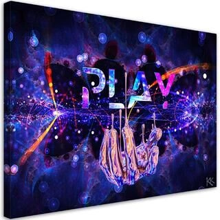 Lærred print, Play Neon med inskription