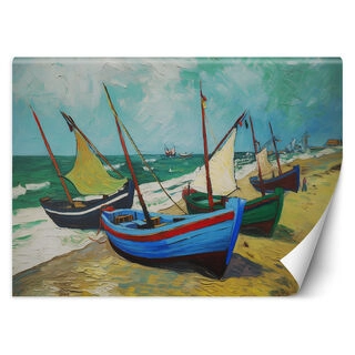 Wallpaper, Fishing boats on the beach - V. van Gogh