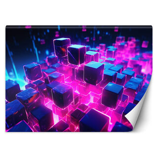 Wallpaper, Neon cubes abstract 3D