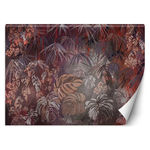 Wallpaper, Painted tropical jungle leaves