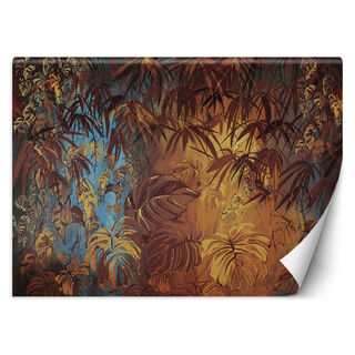 Wallpaper, Painted tropical jungle leaves