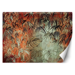 Wallpaper, Painted tropical jungle leaves