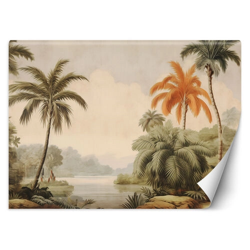 Wallpaper, Tropical palm trees by a river