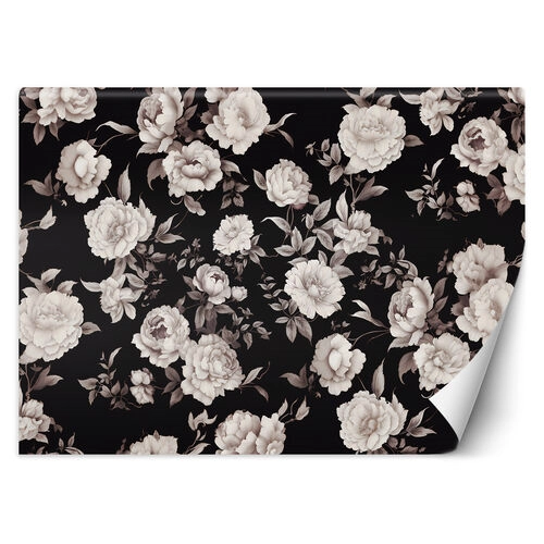 Wallpaper, Black and white flowers