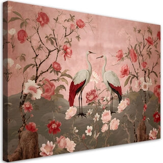 Lærred print, Chinoiserie blomster og fugle