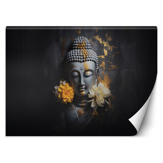 Wallpaper, Grey Buddha and flowers