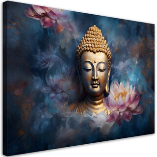 Lærred print, Buddha og zenblomster