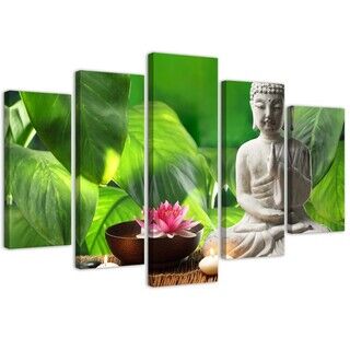 Lærred print, Buddha blandt planter