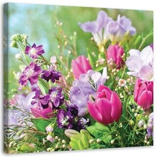 Lærred print, Buket med blomster