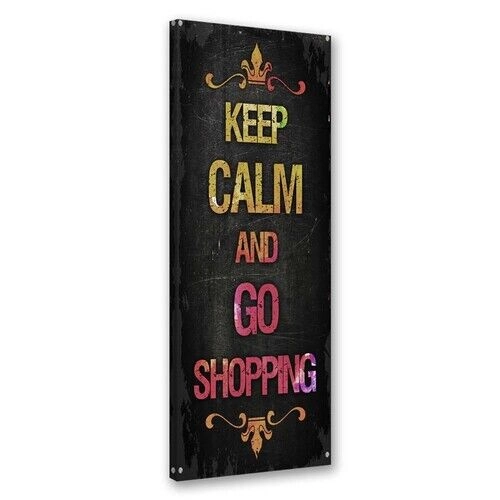 Lærred print, Inskription Keep calm and go shopping