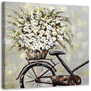 Lærred print, Blomsterbuket og cykel