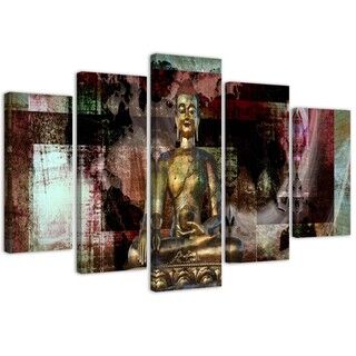 Lærred print, Gylden Buddha på en abstrakt baggrund