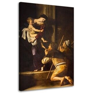 Lærred print, Caravaggio Madonna af Loreto og pilgrimmene i Rom