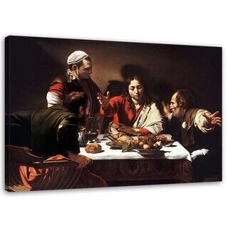 Lærred print, Aftensmad ved Emmaus - Caravaggio-reproduktion