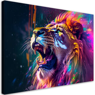 Lærred print, Lion's Roar Neon Abstraktion