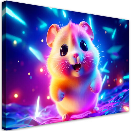 Lærred print, Sød neon-hamster