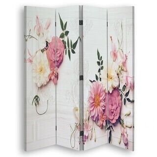 Rumdeler Dobbeltsidet, Lyserøde vintage blomster - (145x170)