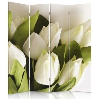 Rumdeler Dobbeltsidet, Hvide tulipaner Blomster - (145x170)