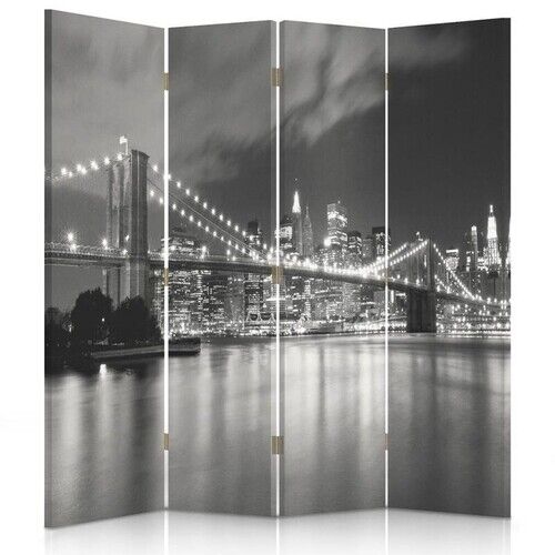 Rumdeler Dobbeltsidet, New York City Bridge Sort og hvid - (145x170)