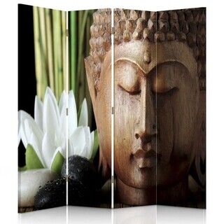 Rumdeler Dobbeltsidet, Blomster med Buddha-ansigt - (145x170)