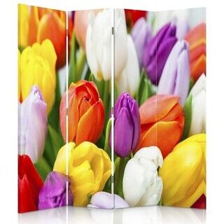 Rumdeler Dobbeltsidet, Farverige tulipaner blomster - (145x170)