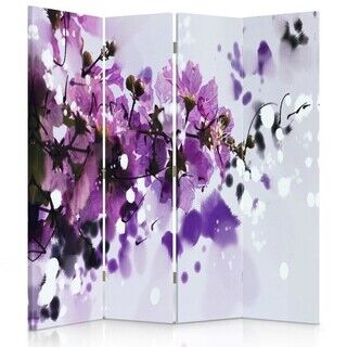 Rumdeler Dobbeltsidet, Malet blomst i beige - (145x170)