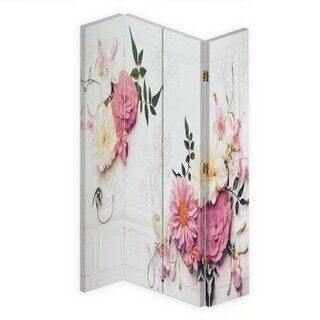 Rumdeler Dobbeltsidet roterbar, Lyserøde vintage blomster - (145x170)