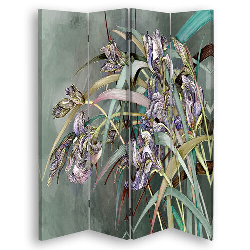 Rumdeler Dobbeltsidet roterbar, Irisblomster i vinden - (145x170)