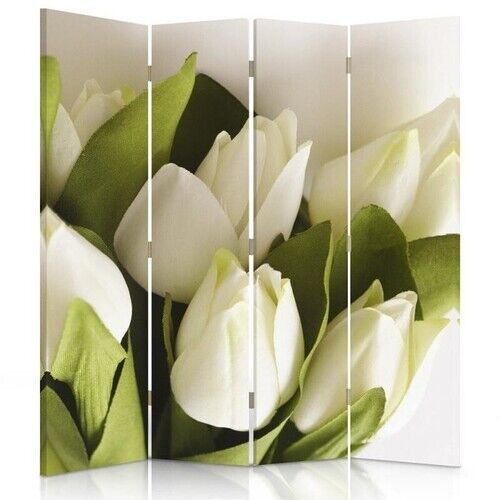 Rumdeler Dobbeltsidet roterbar, Hvide tulipanblomster - (145x170)