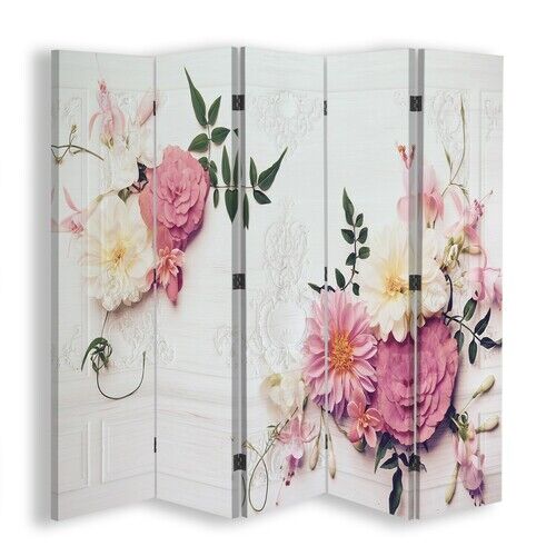 Rumdeler Dobbeltsidet, Lyserøde vintage blomster - (180x170)