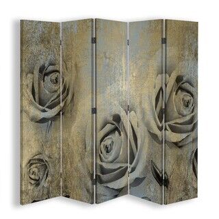 Rumdeler Dobbeltsidet, Rose blomster guld - (180x170)